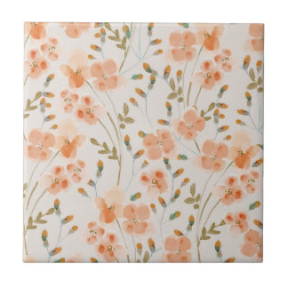 Flores Laranja Azulejo cerâmico