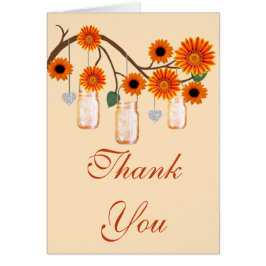 Flores Laranja Cartões de agradecimentos Mason Jar
