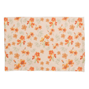 Flores Laranja com Folhas Verdes