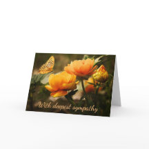 Flores Laranja e Cartão de Condolência de Borbolet