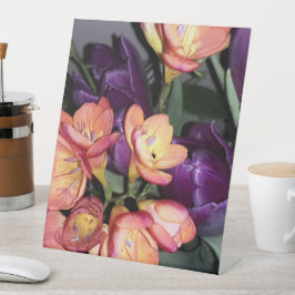 Flores laranja e púrpura