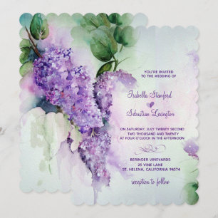 Flores Lilás Elegantes Convites De Casamento