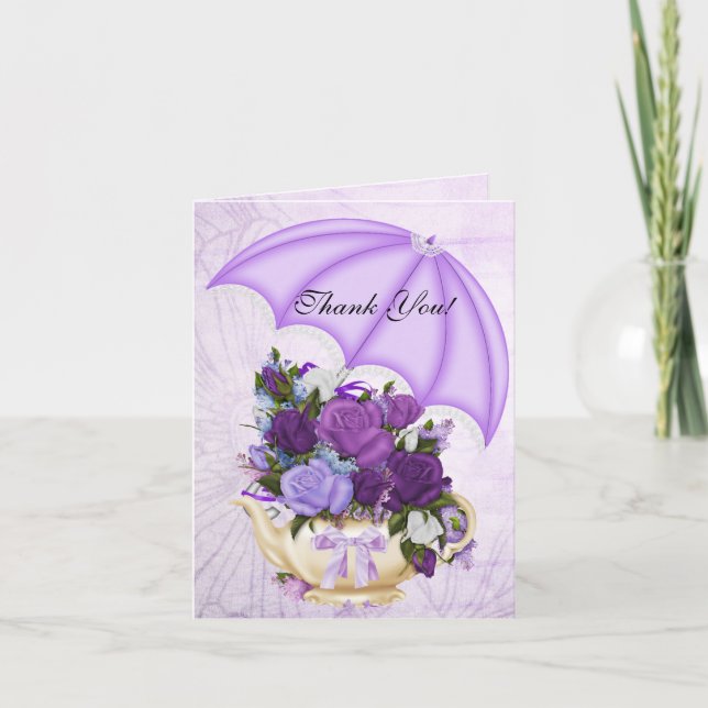 Flores Liláticas Roxas Brancas do Cartões de agrad (Frente)