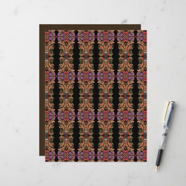 Flores linhas marrons fussy SlixoJournal (Frente/Verso In Situ)