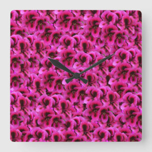 Flores Magenta De Gerânio, Relógio De Parede Qua