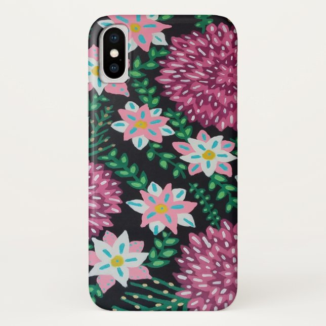 Flores Magenta em Fundo Preto (Verso)