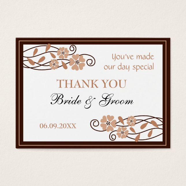 Flores Marrons Obrigado Pelo Favor Do Casamento. (Frente)