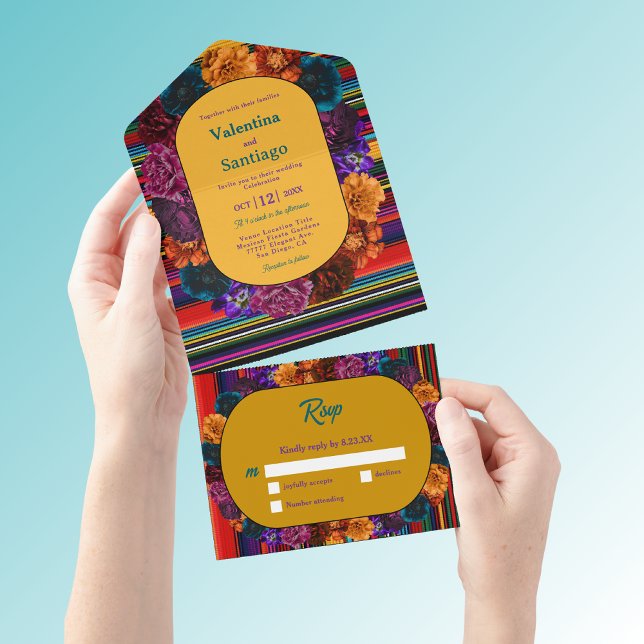 Flores mexicanas modernas amarelo de casamento (Criador carregado)