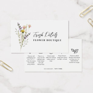 Flores Minimalistas Cartão de Cuidados de Florista
