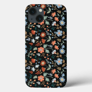 Flores Modernas Deixam Azul Laranja Negro