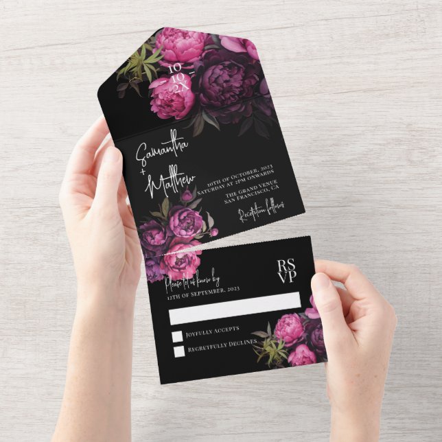 Flores Modernas Elegantes Casamento Sombrio (Tearaway)