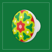 Flores Modernas no Floral Geométrico Verde e Verme