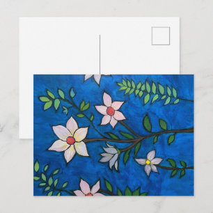 Flores no Cartão Postal Azul