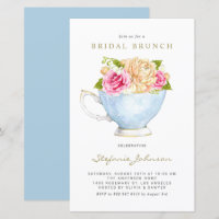Flores no Convite de Brunch Teacup Bridal