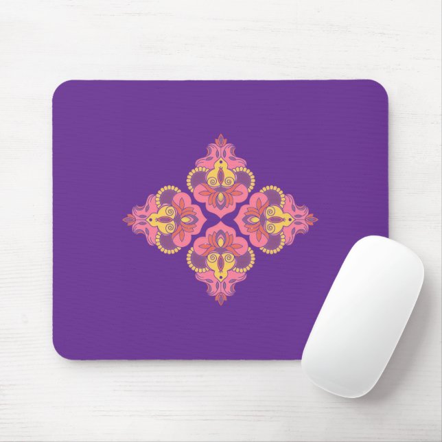 Flores no Mousepad Roxo (Com mouse)