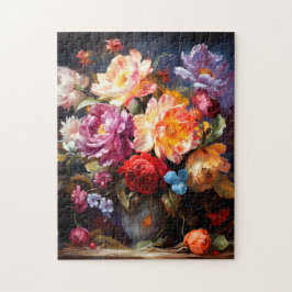 Flores num quebra-cabeça vaso