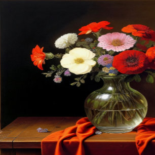 Flores numa arte de canvas vaso