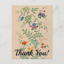 Flores + "Obrigado!" Cartão Postal