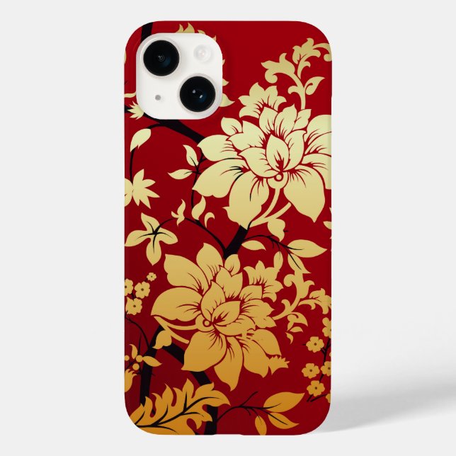 Flores Ouros Orientais em Vermelho (Verso)