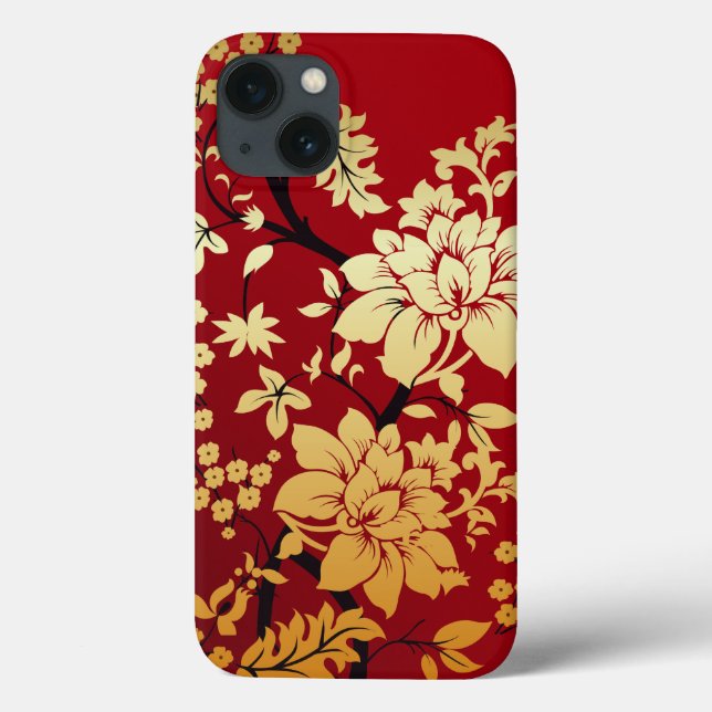 Flores Ouros Orientais em Vermelho (Verso)