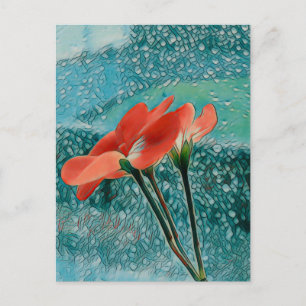 Flores pelo cartão postal da janela