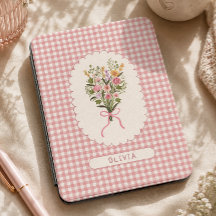 Flores personalizadas de gingham rosa Cottagecore