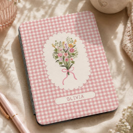 Flores personalizadas de gingham rosa Cottagecore 