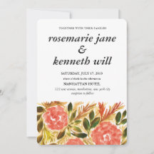 Flores pintadas à mão Convite para Casamento