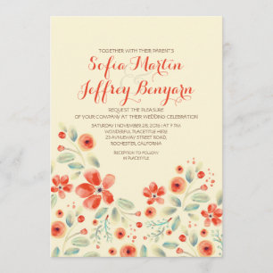 flores pintadas convite para casamento casual eleg