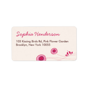 Flores pontilhadas rosa & beijo de etiquetas de