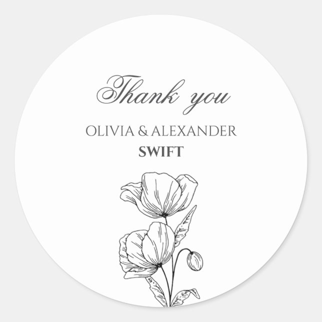 Flores popias simples e elegantes adesivos de casa (Frente)