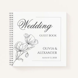 Flores populares elegante livro de convidados de c