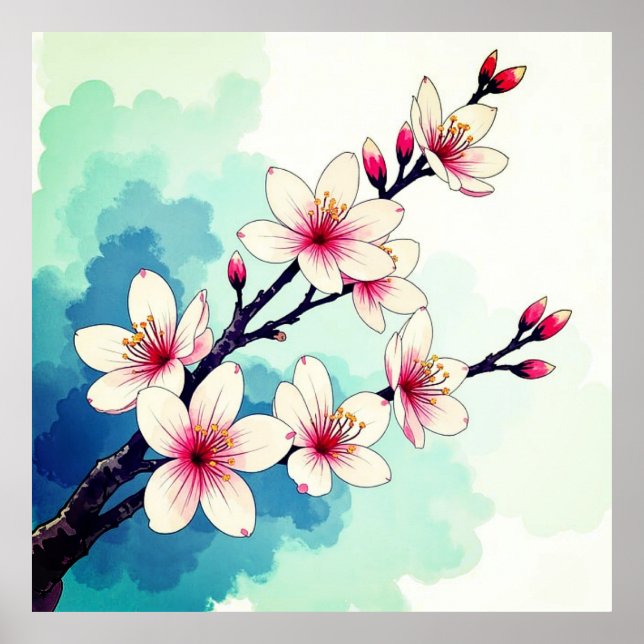 Flores poster modernas de impressão (Frente)