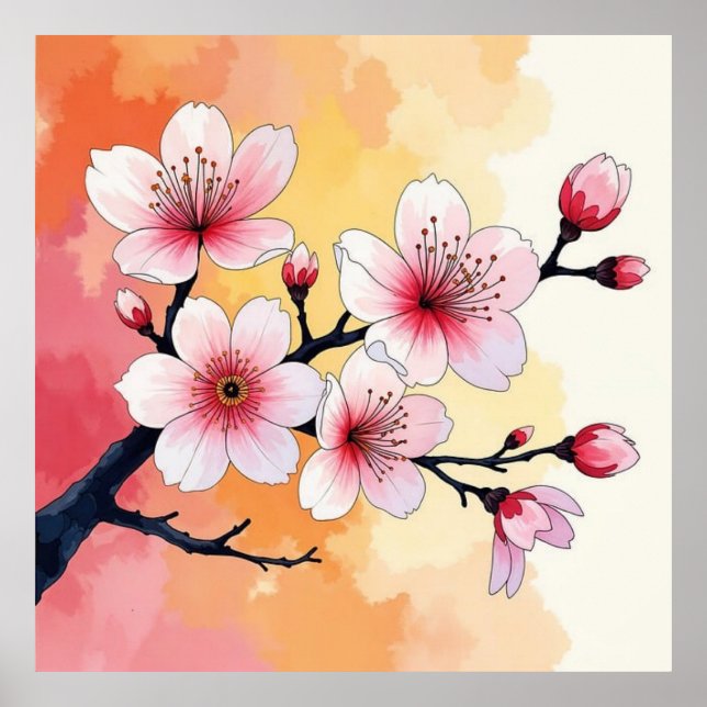 Flores poster modernas de impressão (Frente)