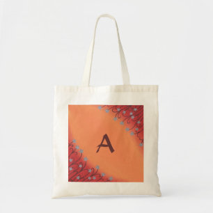 Flores Prateadas em Laranja Vermelho, Bolsas Monog