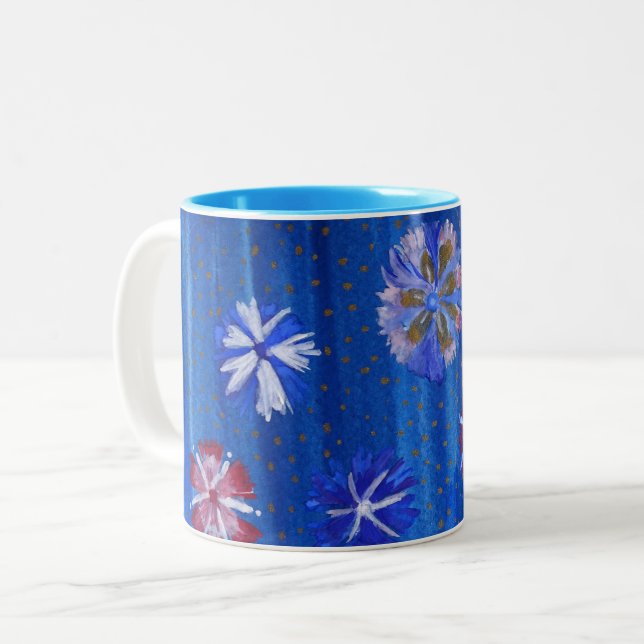 Flores Pretas De 325 ml, Caneca De Dois Tons (Frente Esquerda)