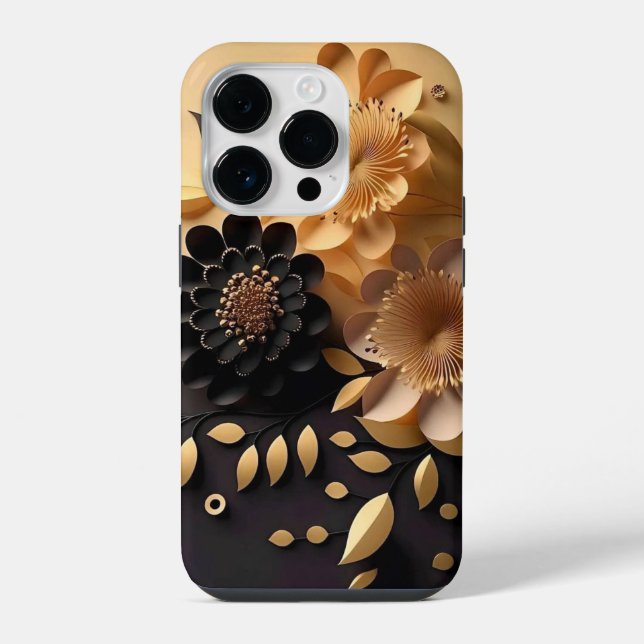 Flores Pretas e Douradas 3D (Verso)