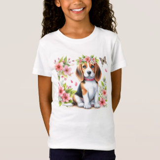 Flores primavera cor-de-rosa Camiseta de Beagle co