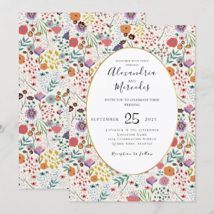 Flores Primavera florais coloridas para convite de