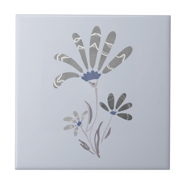 Flores Psicodélicas abstrato em Escala de Cinza (Frente)