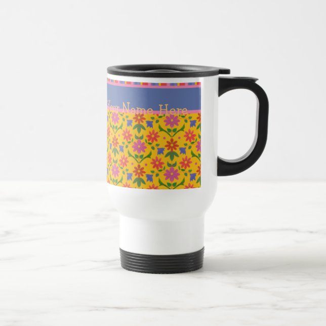 Flores Rangoli, Caneca de viagem amarela para pers (Direita)