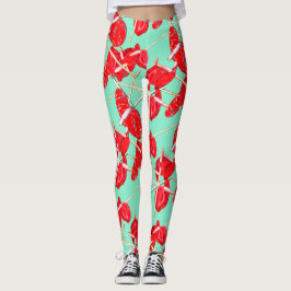 Flores Red Anthurium Patterno Leggings Champ