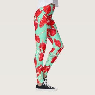Flores Red Anthurium Patterno Leggings Champ