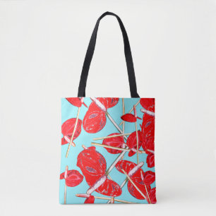 Flores Red Anthurium Patterno Tote Bag