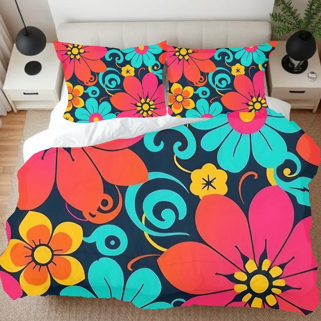 Flores Retro-Brilhantes Da Dopamina- (Dopamine Decor-Bright Retro Flowers- Pillow Cases)