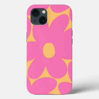 Flores Retro Daisy em Marigold Cor-de-rosa pálido