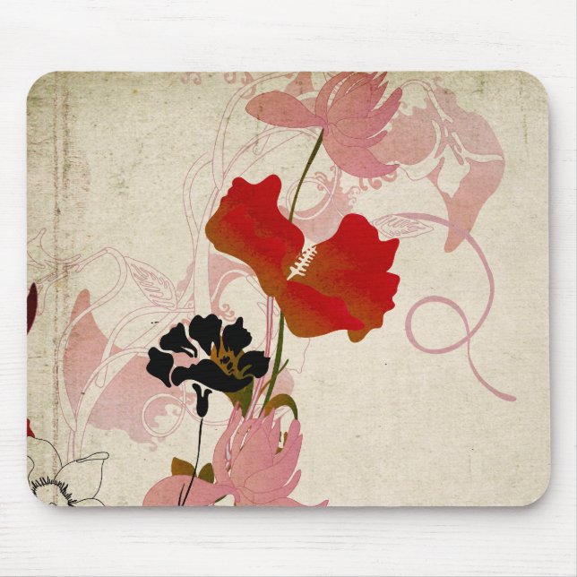 Flores retros Mousepad (Frente)