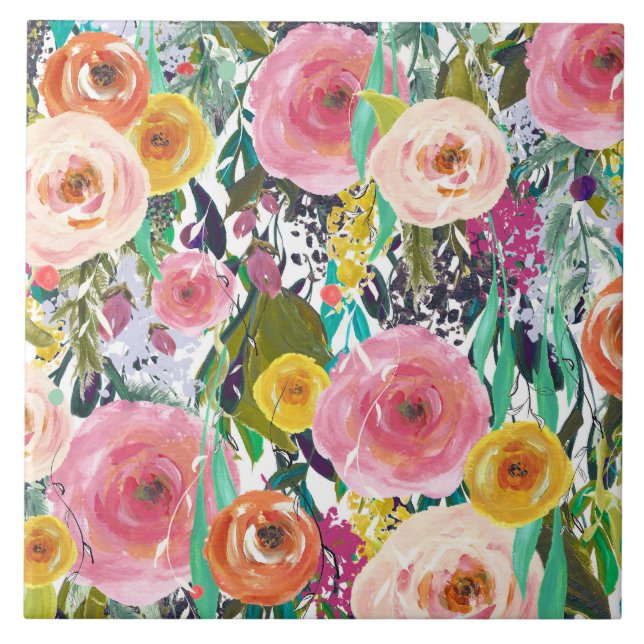 Flores românticas da aguarela do jardim (Frente)