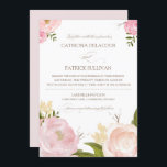 Flores Românticas De Aquarela Convite De Casamento<br><div class="desc">Convite de casamento Whimsical com lindas ilustrações aquáticas de peonias e rosa. Isto é parte de uma suíte de casamento. Itens correspondentes estão disponíveis.</div>