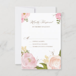 Flores Românticas De Aquarela Placa RSVP De Casame